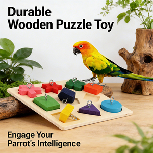 Jouet éducatif pour oiseaux, puzzle en bois avec anneaux pour la stimulation mentale et le soulagement de l'ennui des petits oiseaux - Product Image 2