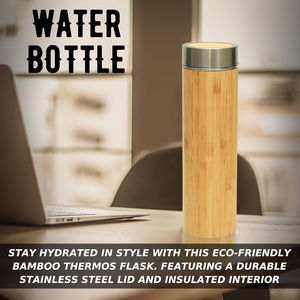 2024 Hot Selling Steel Eco Friendly Bamboo Water Bottle Biodegradable Bamboo Drink <b>Tea</b> <b>Infuser</b> Coffee Water Bottle BPA Free - Product Image 6