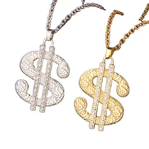 Hip Hop übertrieben US-Dollar Halskette dominierend und trend ige Herren Diamant Mode US-Dollar Symbol lange hängende Kette Halskette