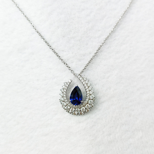 Collier <span class=keywords><strong>pendentif</strong></span> en <span class=keywords><strong>saphir</strong></span> bleu en forme de poire 3 carats pour femme, en or 14 carats, avec <span class=keywords><strong>saphir</strong></span> de laboratoire et moissanite, <span class=keywords><strong>pendentif</strong></span> <span class=keywords><strong>goutte</strong></span> <span class=keywords><strong>d</strong></span>'<span class=keywords><strong>eau</strong></span> - Product Image 1