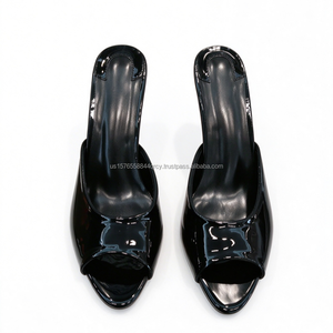 Élégantes sandales mules d'été à talon fin et bout ouvert, à semelle rouge, à talon haut, à bride unique, chaussures habillées tendance pour femmes - Product Image 3