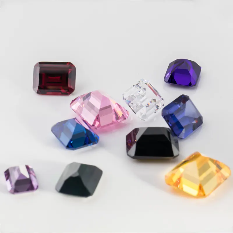 Pedras de zircônia cúbica esmeralda, cores diferentes e tamanhos disponíveis, pedras preciosas soltas de qualidade 5a, para fabricação de joias