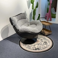 Fauteuil de détente pivotant en tissu doux avec base ronde, fauteuil simple rotatif pour la détente intérieure 1038