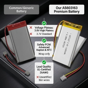 Batterie polymère au lithium 3,8 V 1600 mAh 603163 6,08 Wh avec pochette sans PCM pour l'électronique - Product Image 5