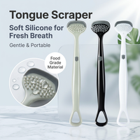 Nettoyeur de langue en silicone souple, gratte-langue portable, brosse pour l'hygiène buccale, outil pour une haleine fraîche après les repas