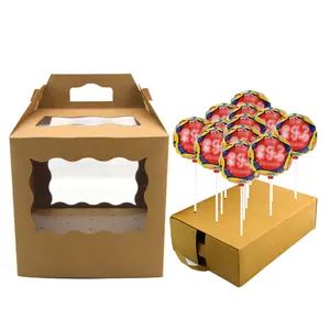 Disesuaikan Desain Pop Kemasan Kardus Kertas Kue Pop Grosir Kotak Kraft Kertas Didaur Ulang Gula Kue Makanan, Makanan 5-7 Hari
