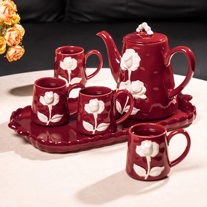 French Camellia <b>Tea</b> Set Exquisite Luxury Engagement Wedding Gift Household Housewarming Water Cup Collection Set - Product Image 5
