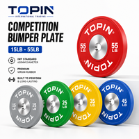 Ensemble de plaques de poids de compétition TOPIN 15-55lbs en caoutchouc codées par couleur, plaques de poids à noyau en acier calibré pour haltères et musculation
