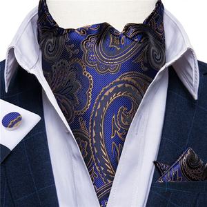 Set Cravatta <span class=keywords><strong>Ascot</strong></span> in Seta Nera e Rossa per Uomo, Sciarpa Rossa con Motivo Paisley, Cravatta Autoregolante, Fazzoletto da Taschino e Gemelli per Abiti da Cerimonia e Matrimonio - Product Image 5