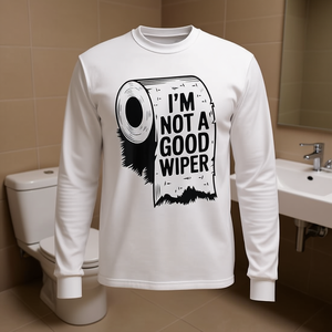 T-shirt à manches longues « I'm Not A Good Wiper » avec motif drôle de papier toilette, taille adulte unisexe - Product Image 3