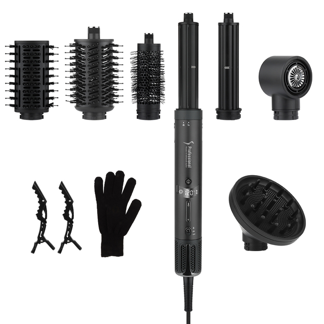 KangRoad Factory 8-in-1 Multi Styling Hot Air Electric Hair Blow Dryer Straightener Curling Iron Set with Comb Set for Ladies