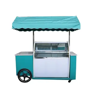 FANS Mobile Sweet Food Kiosk Outdoor Food Cart Kiosk Hot Dog Cart with Fryer Food Street Vending Kiosk