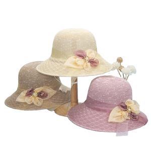 Flor de encaje verano playa sombrero de paja ala grande bonita fiesta de vacaciones gorra divertida mujer chica vacaciones gorra - Product Image 1