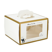 Boîte à gâteau portable élégante avec bordure dorée, boîte en carton pliable, sans danger pour les aliments, avec fenêtre transparente pour boulangerie