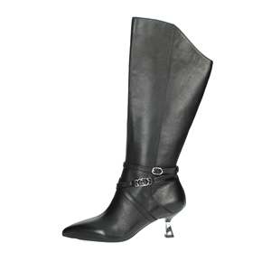 Bottes hautes pour femme Liu-Jo en cuir noir à bout pointu avec détail boucle - Product Image 1