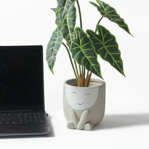 Macetas de cerámica <span class=keywords><strong>con</strong></span> diseño creativo de <span class=keywords><strong>cara</strong></span> sonriente y logotipo personalizado para plantas de interior y exterior, macetas multicolores - Product Image 2