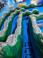 Toboggan aquatique gonflable tropical commercial, toboggan aquatique gonflable géant en forme de palmier avec piscine pour location de fête estivale