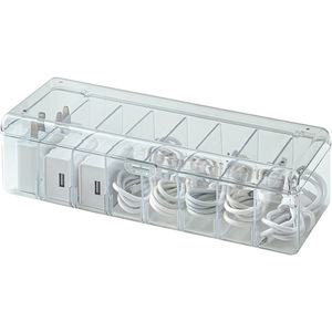 Caja de almacenamiento de cable de datos transparente de material PET Organizador de cable de alimentación transparente con 8 compartimentos - Product Image 6