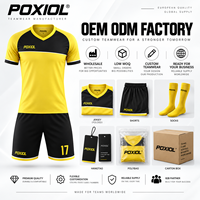Kit de football personnalisé jaune et noir à col en V, colorblock, par sublimation, vente en gros, faible MOQ, pour équipes de lycée et jeunes aux États-Unis, directement de l'usine