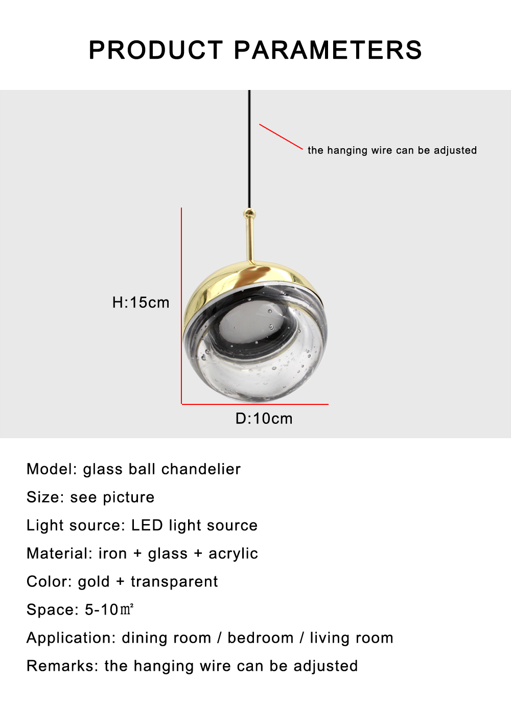 Modern Glass Ball Crystal led Pendant Lights Gold Chandelier Restaurant Bar Dining Pendant lamp Living Room Luminaire