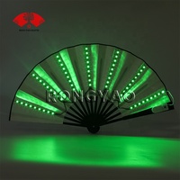 Tendance 2026 Grand éventail à claquer pliant en bambou avec lumières LED clignotantes pour festivals, danse et soirées