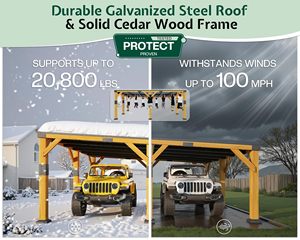 <span class=keywords><strong>Abri</strong></span> de voiture extérieur en cèdre 20 'x 20', support de neige pour garage, résistance au vent, PowerPort, <span class=keywords><strong>abri</strong></span> pour protéger les voitures - Product Image 5