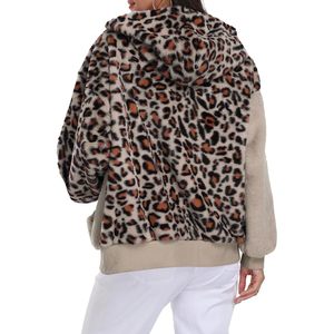 FOXA Sweat à capuche zippé en sherpa duveteux pour femme, veste d'hiver confortable à blocs de couleur avec poches et manches tombantes - Product Image 5