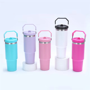 Gobelet isotherme à double paroi avec poignée latérale, 30 oz, en acier inoxydable, pour voiture, bureau et extérieur - Product Image 1