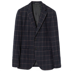Chaqueta de Hombre a <span class=keywords><strong>Cuadros</strong></span> <span class=keywords><strong>Azul</strong></span> <span class=keywords><strong>Marino</strong></span>, Estilo Italiano, Elástica, <span class=keywords><strong>Blazer</strong></span> Formal, Venta al por Mayor y Menor - Product Image 2