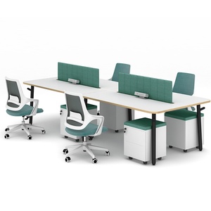 Modern Staff Office Furniture Acoustic Partition L Shape 4 Seater Workstation <b>Desk</b> With Storage - Product Image 2