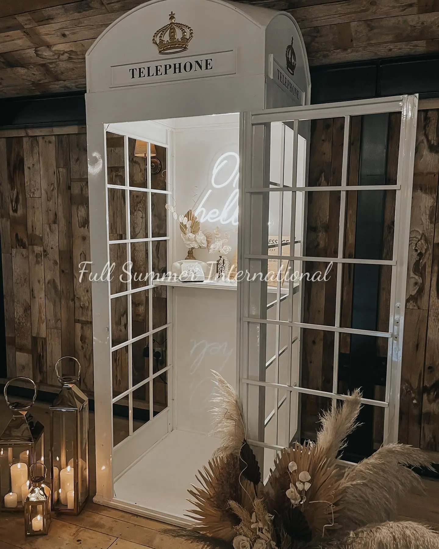 Casamento Telefone Cabine Flores Artificiais Foto Prop com Áudio Guestbook Branco Telefone Cabine