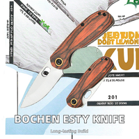 Bochen Esty couteau de poche Logo gravé au laser entièrement manche en bois couteau pliant en acier inoxydable pour EDC bricolage Camping cadeau OEM