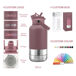 Individuelles Logo Edelstahl Tierfutterspender 32oz Reise-Camping Isoliert Doppelwandig 3-in-1 Tragbare Hunde Futter- und Wasserflasche - Product Image 4