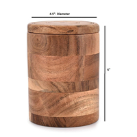 Pot de rangement rond en bois d'acacia avec couvercle pour conserver les biscuits, le café, la farine et le sucre