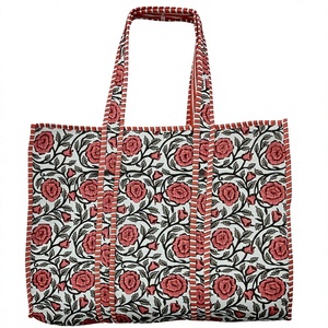 Bohemian Solid Color Cotton Reusable Tote Bag with Embroidery Pattern Open Top Shopping Bag All Seasons Use - Product Image 1