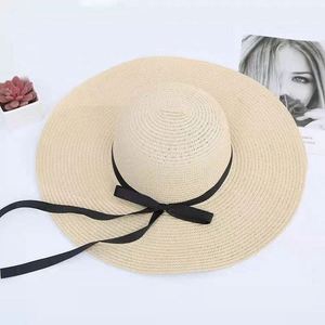 Chapeau de soleil d'été en paille à large bord pour femme, vente en gros, pas cher - Product Image 5