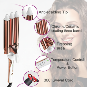 New Design Styling Salon Three Barrel Temperature Control Fast PTC Heat <strong>Hair</strong> Wave Curling Iron <strong>Curler</strong> Curly <strong>Machine</strong> - Product Image 1