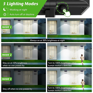 Lámpara Solar de Jardín EGH 124LED IP65 Impermeable, de Plástico ABS Curvado, 1800mAh, con <span class=keywords><strong>Sensor</strong></span> de Movimiento para Exteriores, 3 Modos de Brillo - Product Image 3