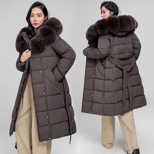 Hiver Grand Col Fourrure <span class=keywords><strong>Capuche</strong></span> Coton Rembourré Longue <span class=keywords><strong>Parka</strong></span> de Neige Femmes Veste en Duvet Manteau Loose Col Fourrure Dames Vêtements d'extérieur coupe-vent - Product Image 3