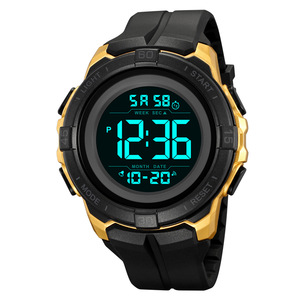 Skmei Digital Watch Men Black Gold Tpu Strap 3Bar Waterproof Outdoor Sports Watch With Chronograph And Date Display - Product Image 2
