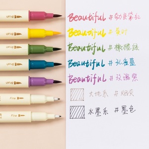 <span class=keywords><strong>Set</strong></span> di Pennarelli Morbidi a Doppia Punta Non Tossici, Penna Fine e Pennello per Calligrafia in Colori Retrò per Scuola e Aula - Product Image 2