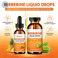 Compléments alimentaires OEM Berberine Hcl liquide 60 ml, gouttes de berbérine pour soutenir le système immunitaire, la digestion et la santé cardiaque