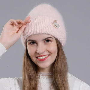 Chapeau en laine tricoté en fourrure de lapin de style japonais et coréen pour femmes, mode automne-hiver, chaud et protecteur pour les oreilles - Product Image 4