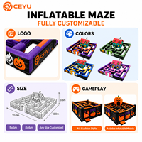 Ceyu Jeu de labyrinthe gonflable rouge et noir pour enfants et adultes, idéal pour la location de fêtes, les événements de carnaval et les divertissements