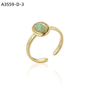 เอมี่ เอมี่แฟชั่นแหวนหินธรรมชาติรูปไข่ชุบทองสำหรับผู้หญิงแหวนพลอยคลาสสิกสวมใส่ทุกวันของขวัญเครื่องประดับ A3559 - Product Image 5