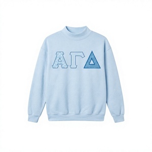 Oversized Casual <b>Women</b> Turtleneck Cotton Knitted Sweatshirt Custom Embroidered Greek Letter Graphic Loose <b>Pullover</b> - Product Image 1