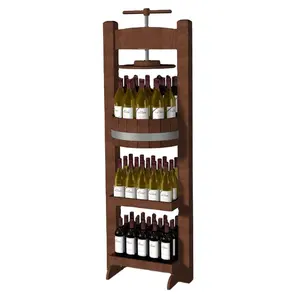 Estante de exhibición de vino de pie de suelo de madera desgastada con organizador de botellas de licor de tres capas para restaurante y <span class=keywords><strong>Club</strong></span> - Product Image 1