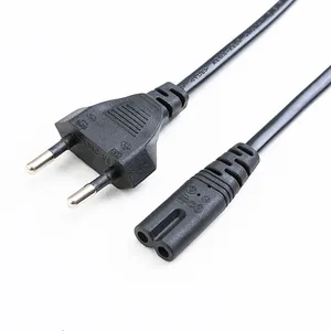 Personalização PVC Jacket Pure Copper Europeu AC Power Cable para IEC VDE C7 UE 2 Pin Plug EU Power Cord