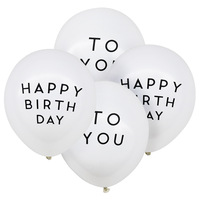 Ballon en latex blanc de 10 pouces « Joyeux anniversaire » pour décoration de fête d'anniversaire, ballon imprimé pour 30 jours, 100 jours, tous les jours