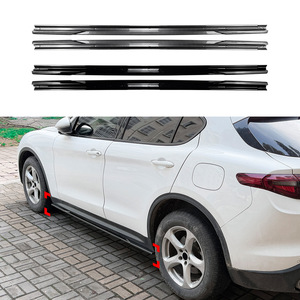 Alfa Romeo Stelvio Side Skirts Piano Black Carbon Fiber Texture 2017 ABS Body Kit - Product Image 1